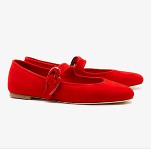 NWT Verona Ballet Flat In Scarlet Suede - Sz9